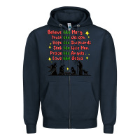Navy jesus and family belive like mary Zipper Hoodie - MaliasSmallBusiness