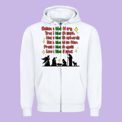 Zipper Hoodie jesus and family belive like mary