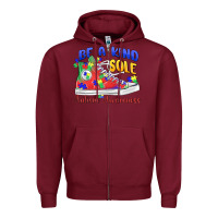 Burgundy be a kind sole autism awareness Zipper Hoodie - MaliasSmallBusiness