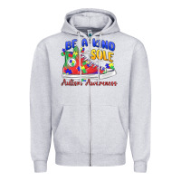 Heather Grey be a kind sole autism awareness Zipper Hoodie - MaliasSmallBusiness