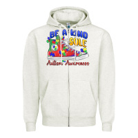 Oatmeal Heather be a kind sole autism awareness Zipper Hoodie - MaliasSmallBusiness