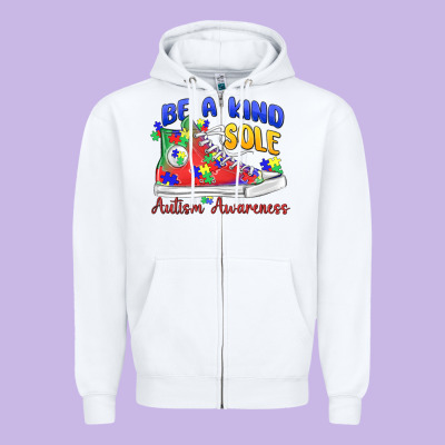 Zipper Hoodie be a kind sole autism awareness