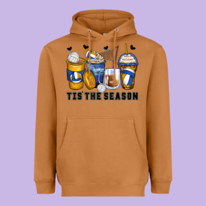 Tis' The Season Volleyball Coffee Cups Heavyweight Hoodie Designed By Zillion Design Studio