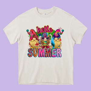 Hello Summer Gnome Heavy Core Tee Designed By Cowhidedigitalart