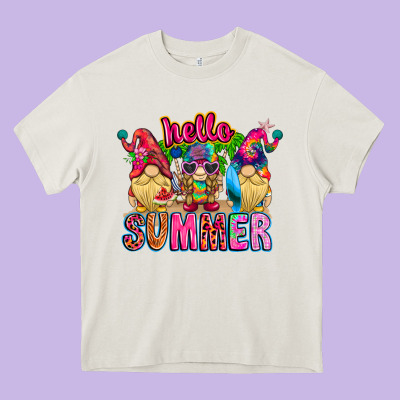 Hello Summer Gnome Heavy Core Tee Designed By Cowhidedigitalart