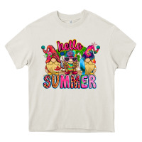 Cream Hello summer Gnome Heavy Core Tee - CowhideDigitalArt