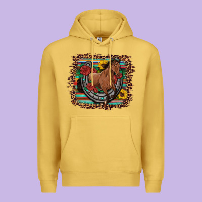 Western Horse Horseshoe Roses Sunflowers Serape Leopard Premium Hoodie Designed By Artiststas