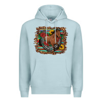 Blue Mist western horse horseshoe roses sunflowers serape leopard Premium Hoodie - Artiststas