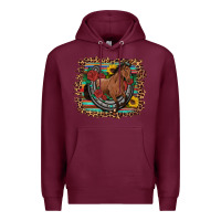 Burgundy western horse horseshoe roses sunflowers serape leopard Premium Hoodie - Artiststas