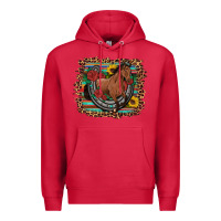 Cardinal western horse horseshoe roses sunflowers serape leopard Premium Hoodie - Artiststas