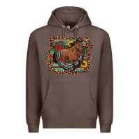 Coffee western horse horseshoe roses sunflowers serape leopard Premium Hoodie - Artiststas