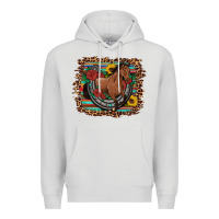 Dove Grey western horse horseshoe roses sunflowers serape leopard Premium Hoodie - Artiststas