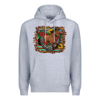 Heather Grey western horse horseshoe roses sunflowers serape leopard Premium Hoodie - Artiststas