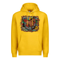 Lemon western horse horseshoe roses sunflowers serape leopard Premium Hoodie - Artiststas