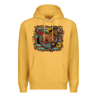Mustard western horse horseshoe roses sunflowers serape leopard Premium Hoodie - Artiststas