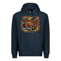 Navy western horse horseshoe roses sunflowers serape leopard Premium Hoodie - Artiststas