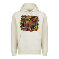 Oatmeal Heather western horse horseshoe roses sunflowers serape leopard Premium Hoodie - Artiststas