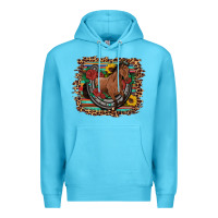 Ocean Blue western horse horseshoe roses sunflowers serape leopard Premium Hoodie - Artiststas