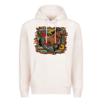 Pale Pink western horse horseshoe roses sunflowers serape leopard Premium Hoodie - Artiststas