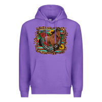 Purple western horse horseshoe roses sunflowers serape leopard Premium Hoodie - Artiststas