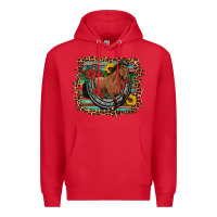 Red western horse horseshoe roses sunflowers serape leopard Premium Hoodie - Artiststas