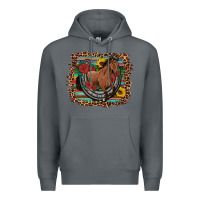 Rock western horse horseshoe roses sunflowers serape leopard Premium Hoodie - Artiststas