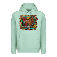 Seafoam western horse horseshoe roses sunflowers serape leopard Premium Hoodie - Artiststas