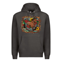 Smoke western horse horseshoe roses sunflowers serape leopard Premium Hoodie - Artiststas