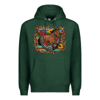 Sports Green western horse horseshoe roses sunflowers serape leopard Premium Hoodie - Artiststas