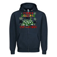 Navy farm fresh christmas trees Zipper Hoodie - MaliasSmallBusiness