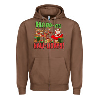 Chestnut happ yee haw lidays Zipper Hoodie - MaliasSmallBusiness