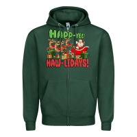 Sports Green happ yee haw lidays Zipper Hoodie - MaliasSmallBusiness