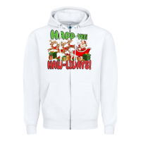 White happ yee haw lidays Zipper Hoodie - MaliasSmallBusiness