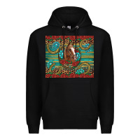 Black western horse horseshoe roses gemstones glitter wooden Premium Hoodie - Artiststas