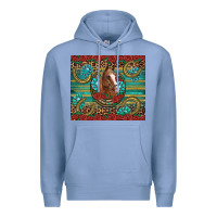 Colony Blue western horse horseshoe roses gemstones glitter wooden Premium Hoodie - Artiststas
