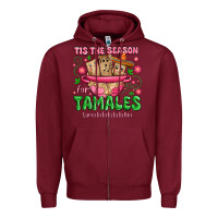 Burgundy tis the season for tamales tama la la la Zipper Hoodie - MaliasSmallBusiness