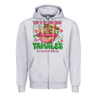 Heather Grey tis the season for tamales tama la la la Zipper Hoodie - MaliasSmallBusiness