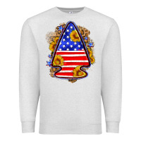 Oatmeal Heather American flag arrowhead Premium Sweatshirt - Neo Western