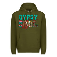 Army Green western gypsy soul horse roses serape aztec leopard Premium Hoodie - Artiststas