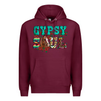 Burgundy western gypsy soul horse roses serape aztec leopard Premium Hoodie - Artiststas