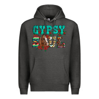 Charcoal Heather western gypsy soul horse roses serape aztec leopard Premium Hoodie - Artiststas