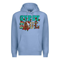 Colony Blue western gypsy soul horse roses serape aztec leopard Premium Hoodie - Artiststas