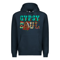 Navy western gypsy soul horse roses serape aztec leopard Premium Hoodie - Artiststas