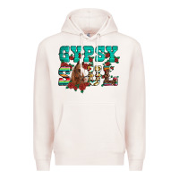 Pale Pink western gypsy soul horse roses serape aztec leopard Premium Hoodie - Artiststas