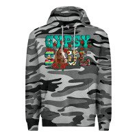 Slate Camo western gypsy soul horse roses serape aztec leopard Premium Hoodie - Artiststas