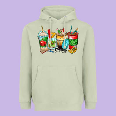 Teacher Coffee Cups Heavyweight Hoodie Designed By Zillion Design Studio
