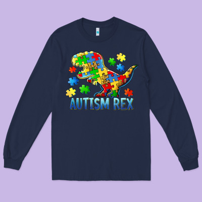 Autism Rex Long Sleeve Tee Designed By Barkaloodesign