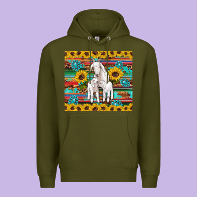 Goats Mom And Baby Sunflowers Gemstones Serape Leopard Glitter Wooden Premium Hoodie Designed By Artiststas