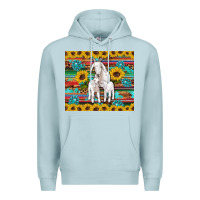 Blue Mist goats mom and baby sunflowers gemstones serape leopard glitter wooden Premium Hoodie - Artiststas