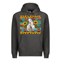 Charcoal Heather goats mom and baby sunflowers gemstones serape leopard glitter wooden Premium Hoodie - Artiststas